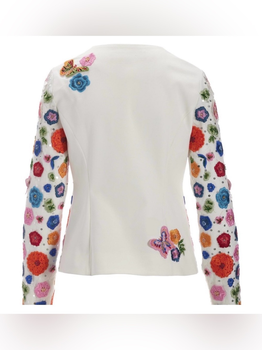 Boston Proper Women’s Embroidered Sequin Floral Butterfly Blazer Jacket Size 8 - Picture 4 of 16